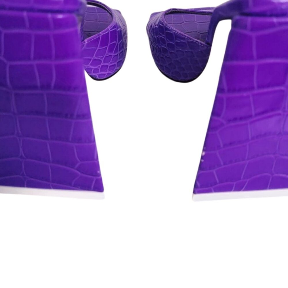 The Attico Devon Croc-Effect Mules in Neon Violet Purple 37 7 - Picture 6 of 8